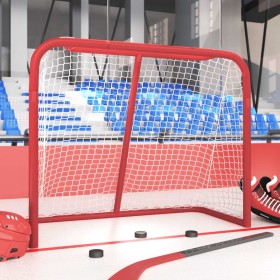 hokeja vārti, sarkanbalti, 183x71x122 cm, poliesters