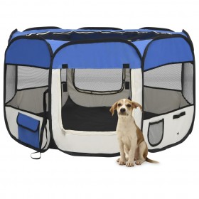 saliekama suņu sētiņa, ar somu, zila, 110x110x58 cm
