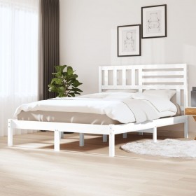 gultas rāmis, balts priedes masīvkoks, 120x190 cm, 4FT