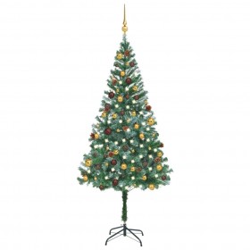 mākslīgā Ziemassvētku egle, LED, rotājumi un čiekuri, 180 cm