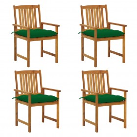 dārza krēsli ar matračiem, 4 gab., akācijas masīvkoks