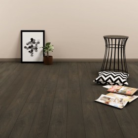 grīdas dēļi, pašlīmējoši, 4,46 m², 3 mm, tumši brūns PVC