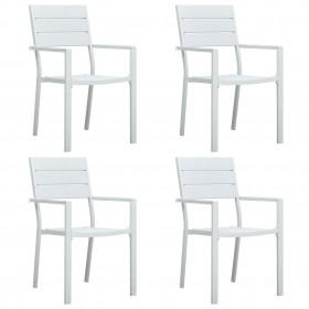 dārza krēsli, 4 gab., balts HDPE, koka imitācija