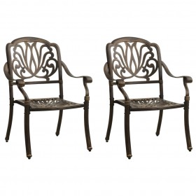 dārza krēsli, 2 gab., liets alumīnijs, bronzas krāsā