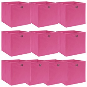 uzglabāšanas kastes, 10 gab., 32x32x32 cm, rozā audums
